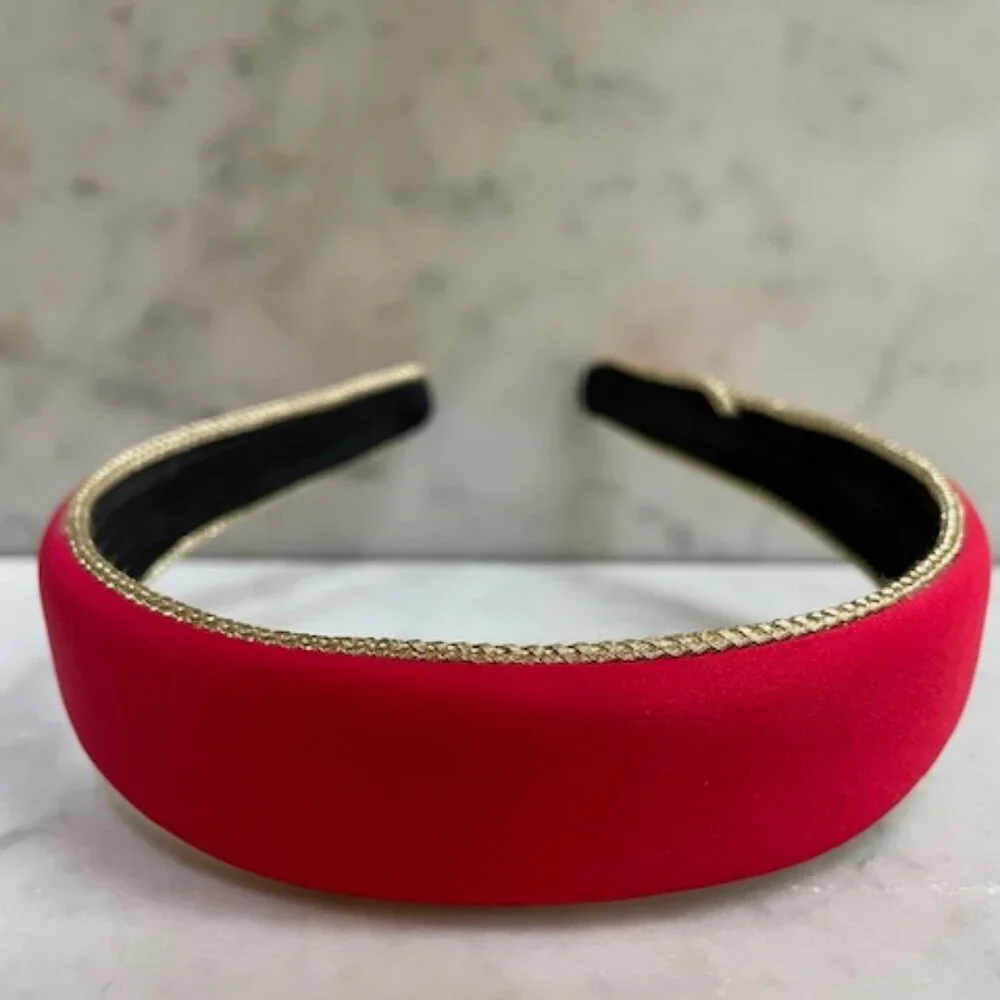 DEBORAH RHODES MOCHA Red Gold Padded Vintage Headband